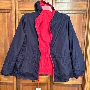 Modern bubble Women's Navy and Red reversible rain Jacket XXL